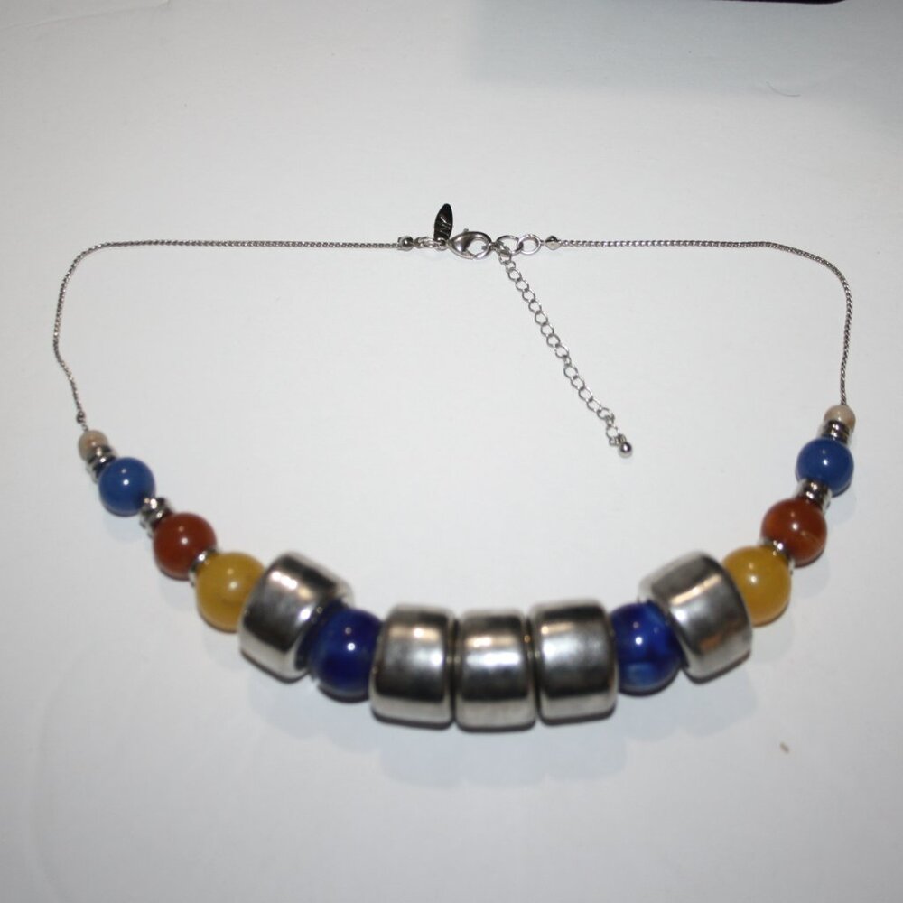 Beautiful silver, blue and yellow beaded necklace by New York & co.